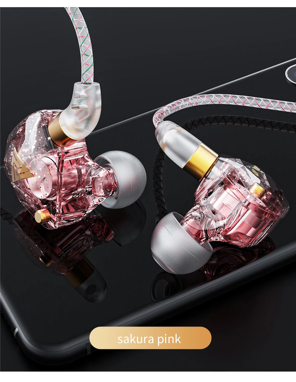QKZ SK8 Wired IEM Headset With MIC HIFI Dynamic Stereo Heavy Bass 3.5MM AUX In Ear Monitor Earphone