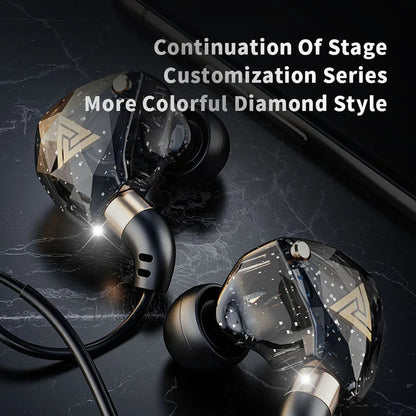 QKZ SK8 Wired IEM Headset With MIC HIFI Dynamic Stereo Heavy Bass 3.5MM AUX In Ear Monitor Earphone
