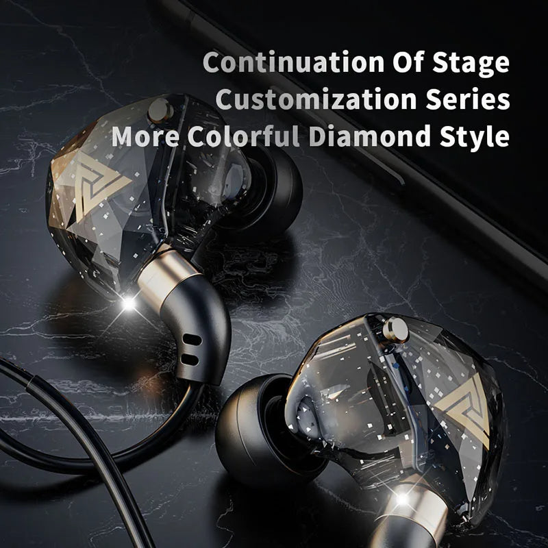 QKZ SK8 Wired IEM Headset With MIC HIFI Dynamic Stereo Heavy Bass 3.5MM AUX In Ear Monitor Earphone