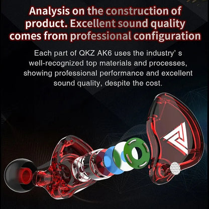 QKZ Sports Earphone In-Ear Driveby Wire with Microphone Extra Bass Cellphone Headset