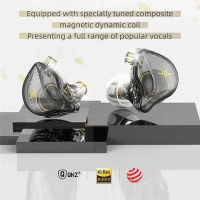 QKZ ZXT In-Ear Wired Double Earphones Clear No-Mic Dynamic DJ Monitor IEM Earbuds HIFI Music Sport Headphone