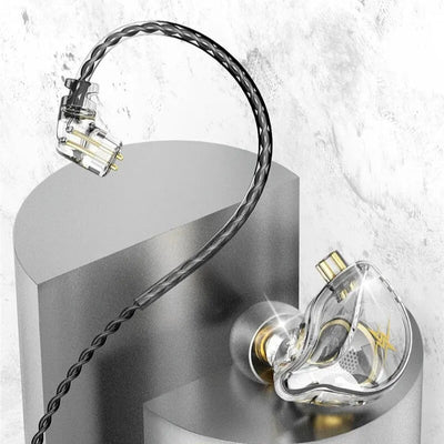 QKZ ZXT In-Ear Wired Double Earphones Clear No-Mic Dynamic DJ Monitor IEM Earbuds HIFI Music Sport Headphone