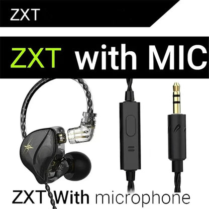 QKZ ZXT Wired In-Ear Earphones 3.5mm Jack HiFi Bass Headphones, Noise Cancelling IEM