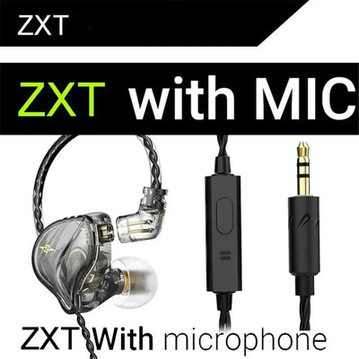 QKZ ZXT Wired In-Ear Earphones 3.5mm Jack HiFi Bass Headphones, Noise Cancelling IEM