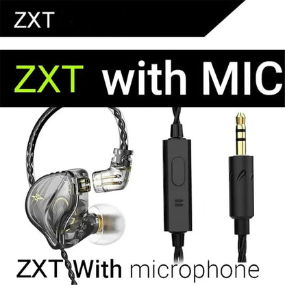 QKZ ZXT Wired In-Ear Earphones 3.5mm Jack HiFi Bass Headphones, Noise Cancelling IEM