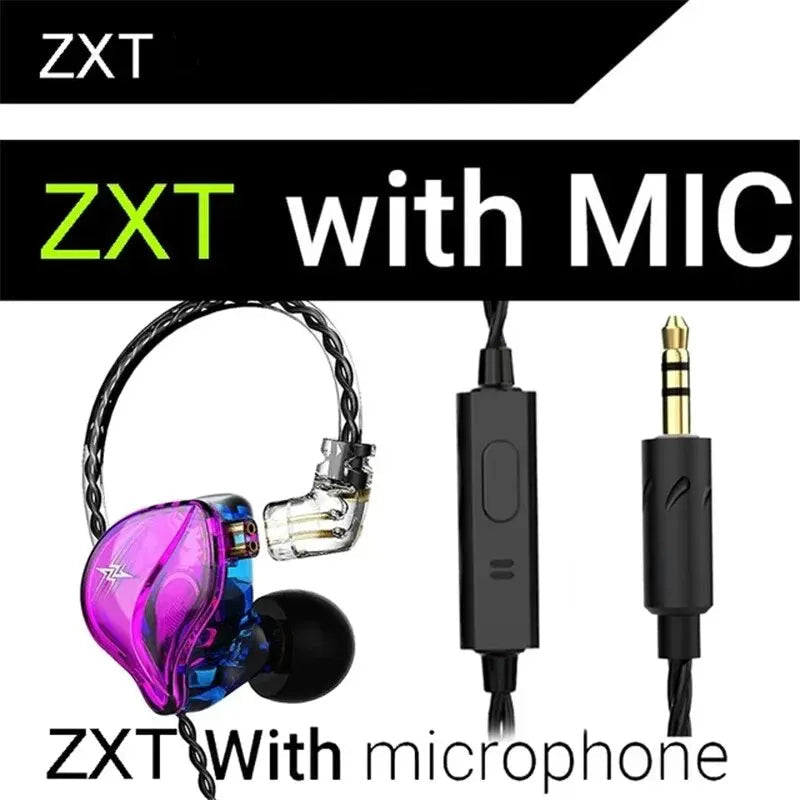 QKZ ZXT Wired In-Ear Earphones 3.5mm Jack HiFi Bass Headphones, Noise Cancelling IEM