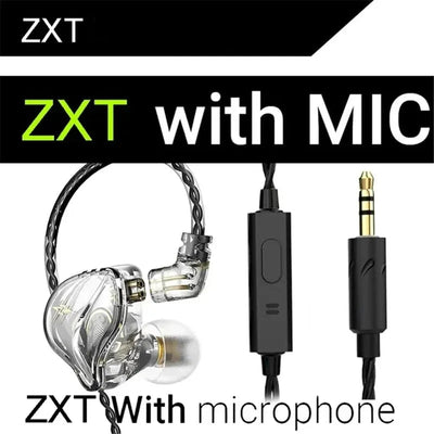 QKZ ZXT Wired In-Ear Earphones 3.5mm Jack HiFi Bass Headphones, Noise Cancelling IEM