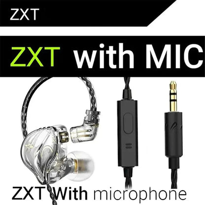 QKZ ZXT Wired In-Ear Earphones 3.5mm Jack HiFi Bass Headphones, Noise Cancelling IEM