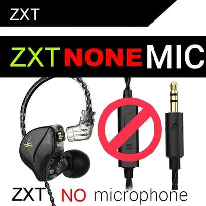 QKZ ZXT Wired In-Ear Earphones 3.5mm Jack HiFi Bass Headphones, Noise Cancelling IEM