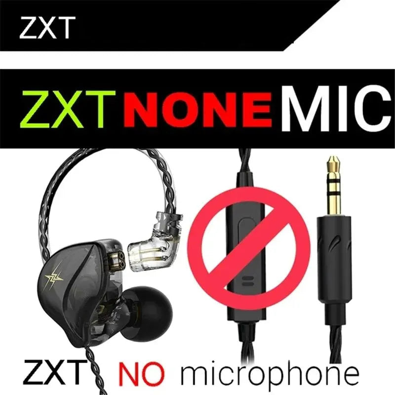 QKZ ZXT Wired In-Ear Earphones 3.5mm Jack HiFi Bass Headphones, Noise Cancelling IEM