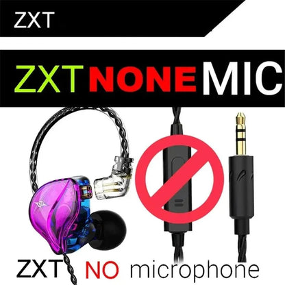 QKZ ZXT Wired In-Ear Earphones 3.5mm Jack HiFi Bass Headphones, Noise Cancelling IEM