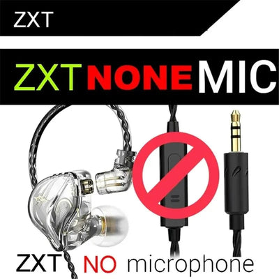 QKZ ZXT Wired In-Ear Earphones 3.5mm Jack HiFi Bass Headphones, Noise Cancelling IEM