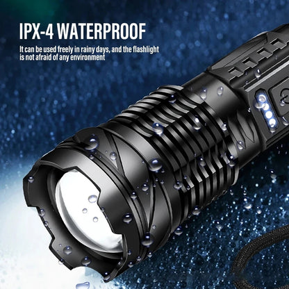 Ultra Bright Torch Powerful GT10 High beam LED Rechargable Flashlight Waterproof Camping Fishing
