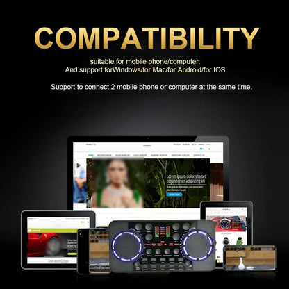 V300 Pro Portable Live Sound Card & Audio Mixer – Bluetooth, Noise Reduction & USB Recording