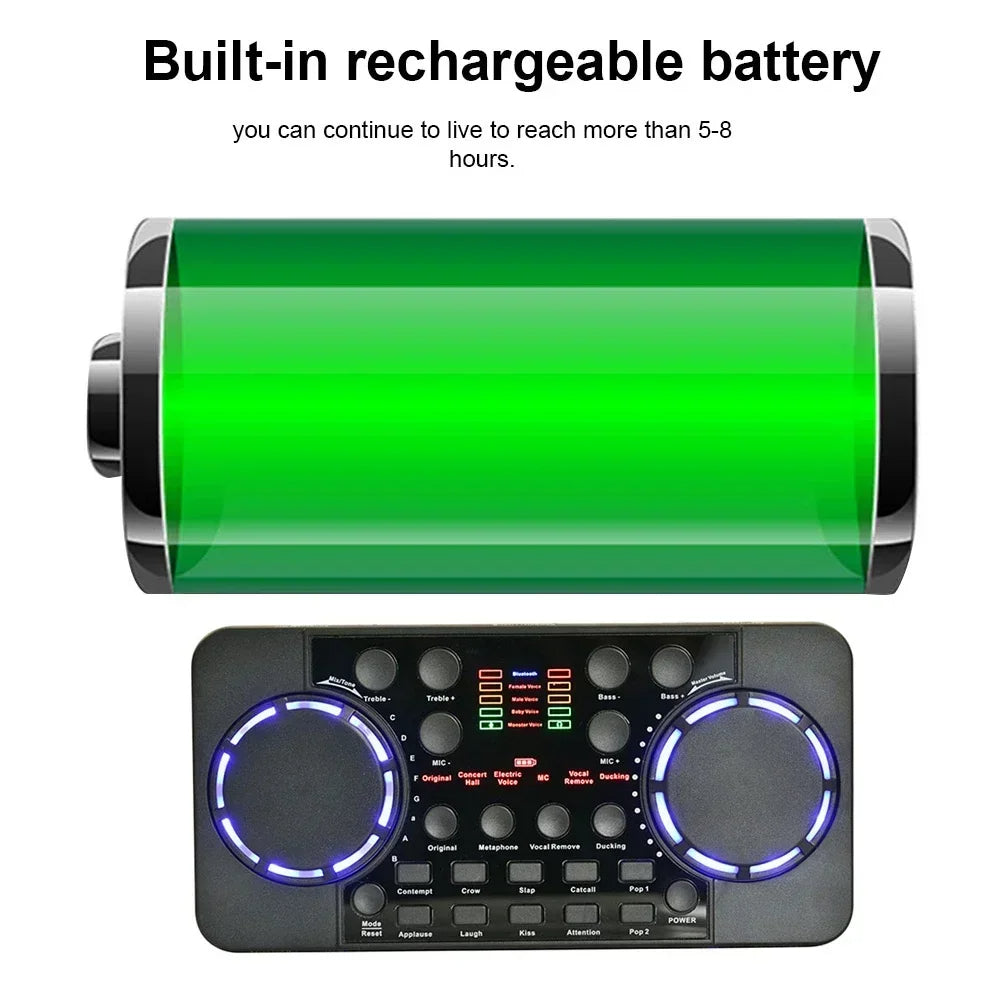 V300 Pro Portable Live Sound Card & Audio Mixer – Bluetooth, Noise Reduction & USB Recording