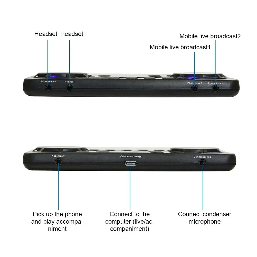 V300 Pro Portable Live Sound Card & Audio Mixer – Bluetooth, Noise Reduction & USB Recording