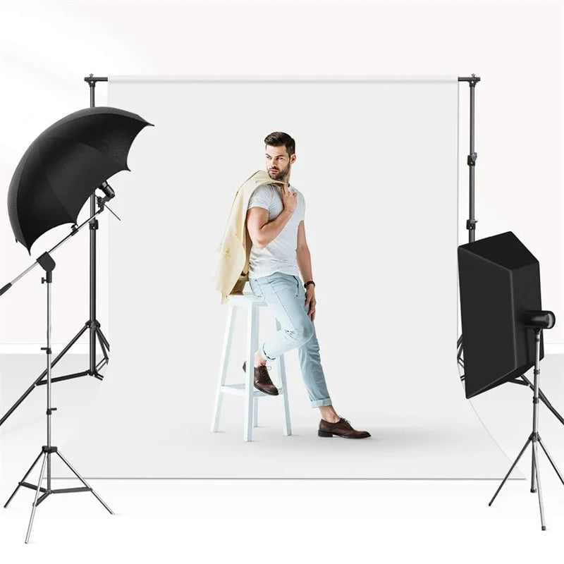 White 2Mx3M Hridz Muslin Backdrops for Photography Cloth Screen Photo Background Color Chromakey for Studio Video Wedding Ceremony Home Decoration