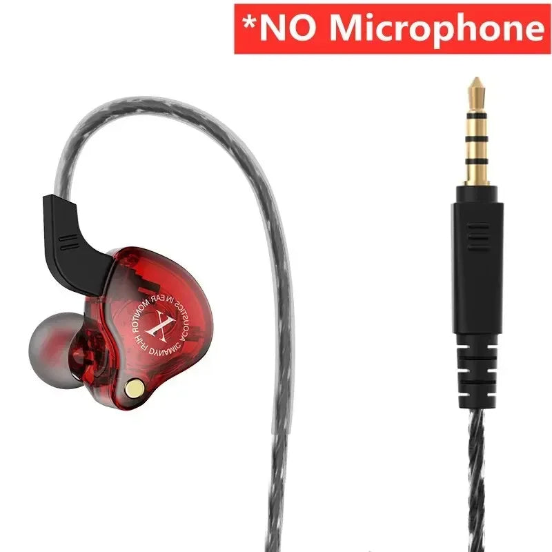X2 Dynamic Wired In-Ear Earphones No Mic HIFI Heavy Bass Earbuds Gaming Headphones