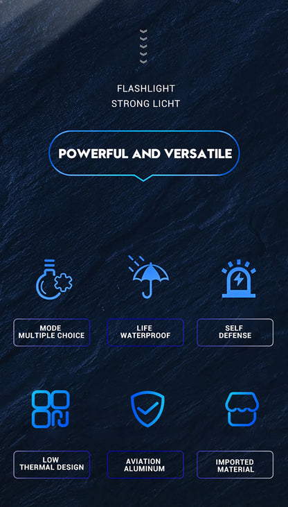 XHP50 Super Bright LED Flashlight – 2300 Lumens, USB Rechargeable, Waterproof, 7 Modes for Camping & Outdoor Adventures