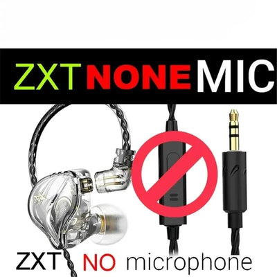ZXT In-Ear Wired Double Earphones Clear No-Mic Dynamic DJ Monitor IEM Earbuds HIFI Music Sport Headphone