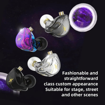 ZXT In-Ear Wired Double Earphones Clear No-Mic Dynamic DJ Monitor IEM Earbuds HIFI Music Sport Headphone