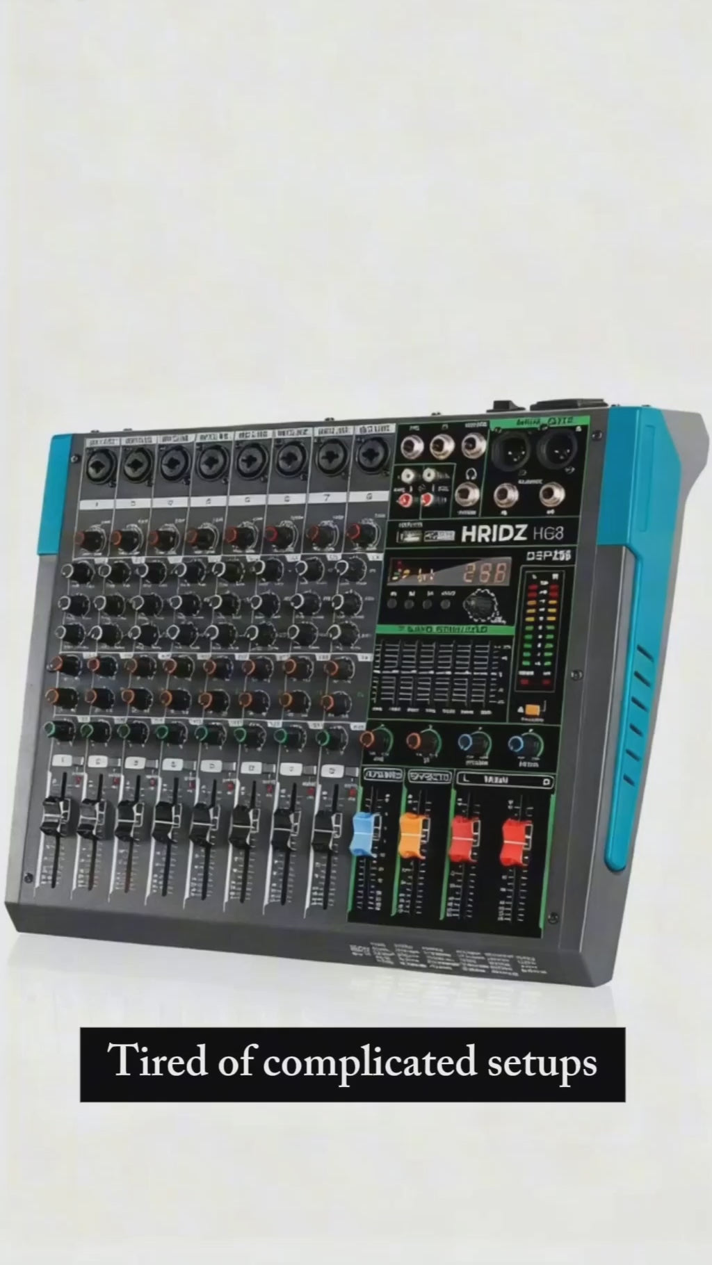 Hridz 8 Channel Professional Audio Mixer Console with Bluetooth, USB, 7 Band Equalizer & DSP Effects - HG8