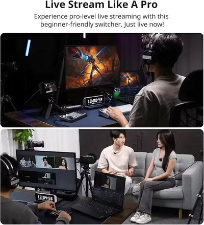 Hridz 4-in-2 HDMI Video Switcher 1080P@60Hz | Live Streaming Mixer Station with PIP, OBS Support & Type-C Capture Port