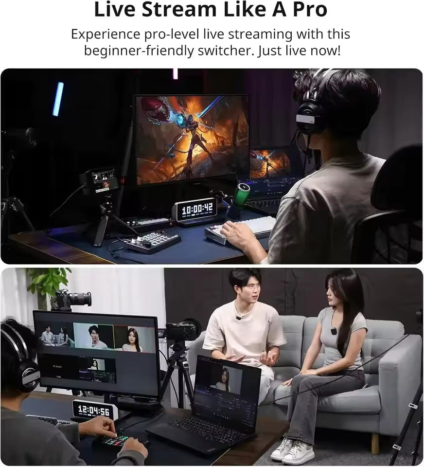 Hridz 4-in-2 HDMI Video Switcher 1080P@60Hz | Live Streaming Mixer Station with PIP, OBS Support & Type-C Capture Port