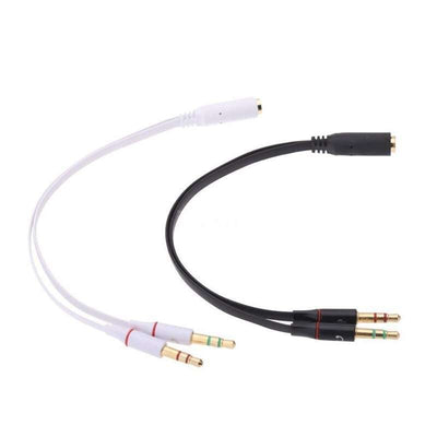 3.5mm Jack Y Splitter 2 Male to 1 Female Stereo Audio Headphone adapter Black cable