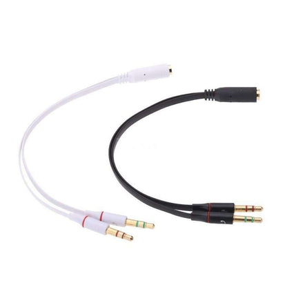 3.5mm Jack Y Splitter 2 Male to 1 Female Stereo Audio Headphone adapter Black cable