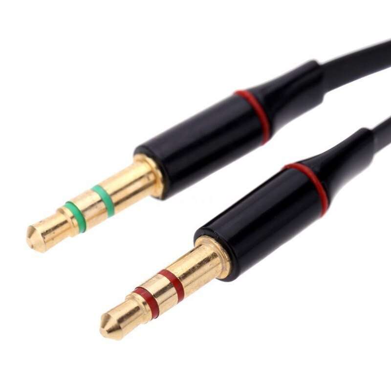 3.5mm Jack Y Splitter 2 Male to 1 Female Stereo Audio Headphone adapter Black cable