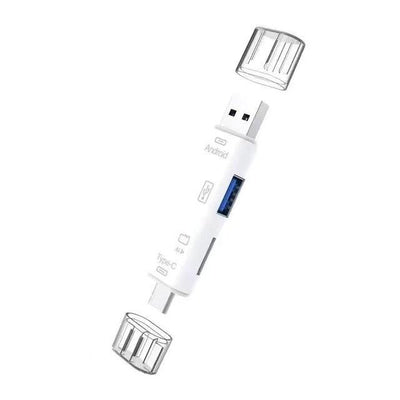 6-in-1 USB 2.0 Type-C & Micro USB OTG Card Reader – SD/TF Memory Card Adapter for Smartphone, Tablet, Laptop & PC
