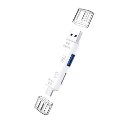 6-in-1 USB 2.0 Type-C & Micro USB OTG Card Reader – SD/TF Memory Card Adapter for Smartphone, Tablet, Laptop & PC