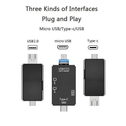 6-in-1 USB 2.0 Type-C & Micro USB OTG Card Reader – SD/TF Memory Card Adapter for Smartphone, Tablet, Laptop & PC