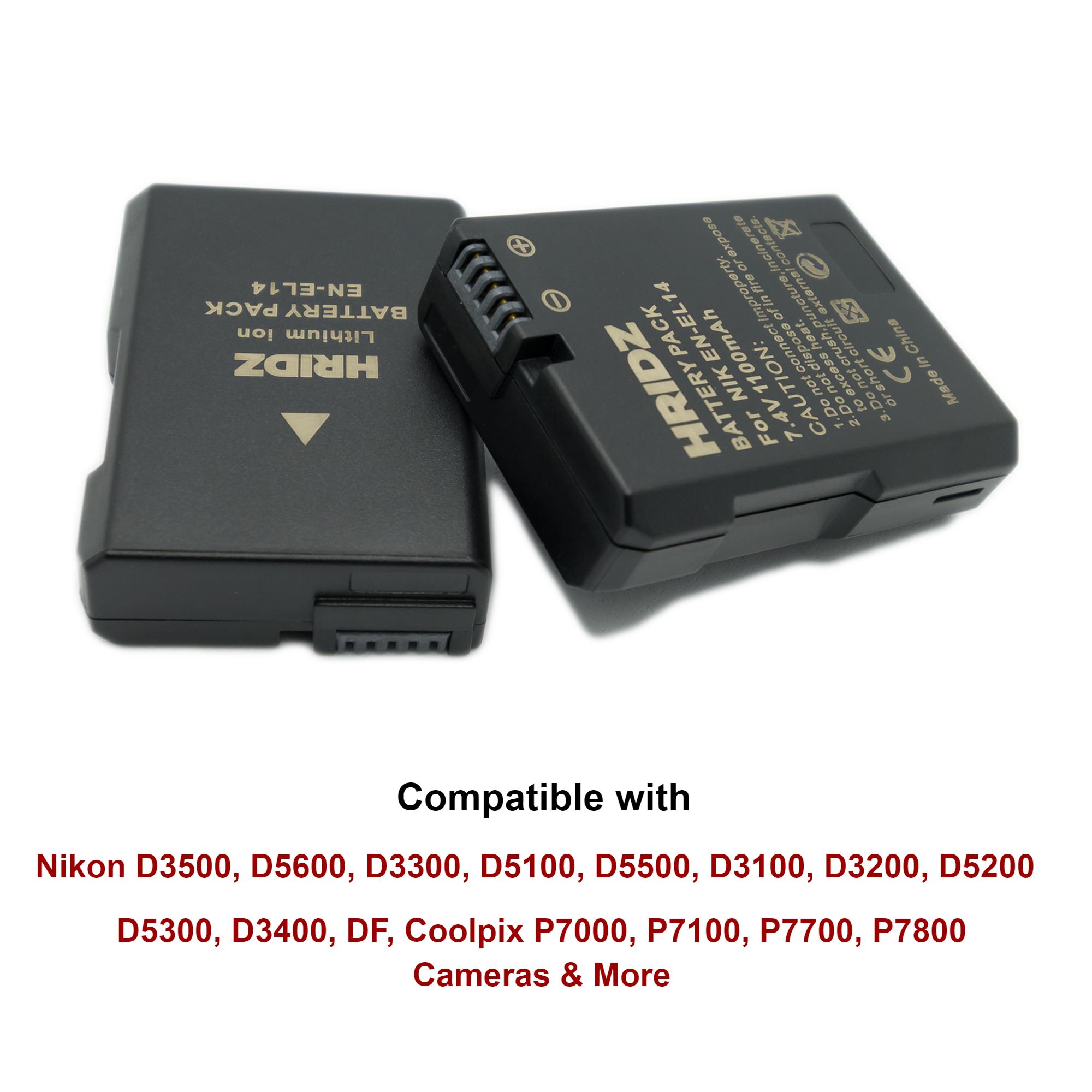 1pcs Hridz EN-EL14 Battery For Nikon D-Series, Coolpix and P-Series Cameras