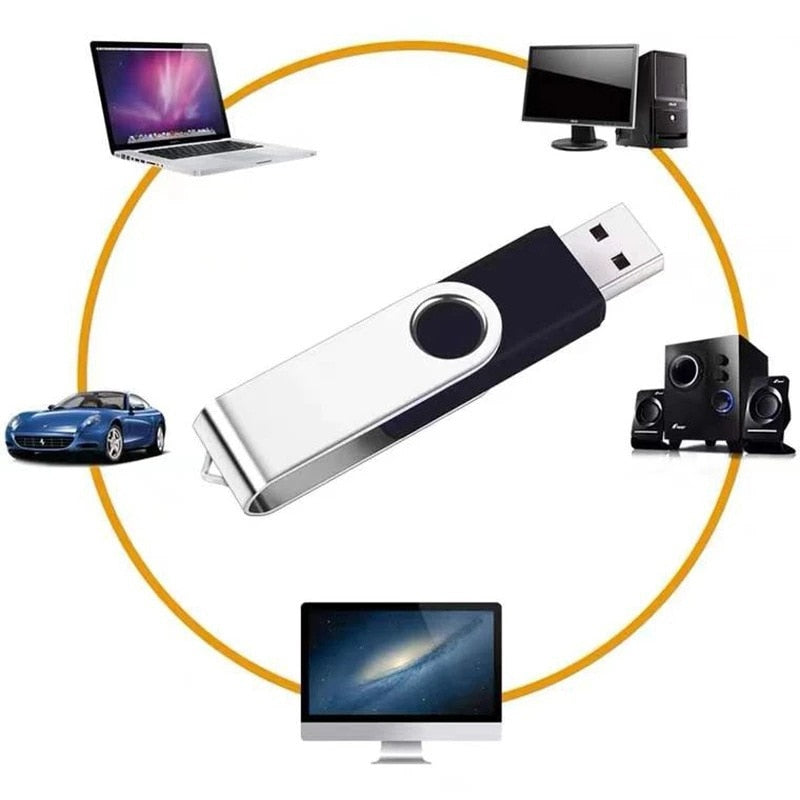 Black 64G Rotating USB Flash Drive High-Speed Portable for Computer
