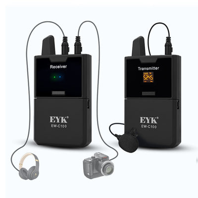 EYK UHF Wireless Lavalier Microphone with Headphone Monitor – EW-C100 / EW-C102 30-Channel Lapel Mic System