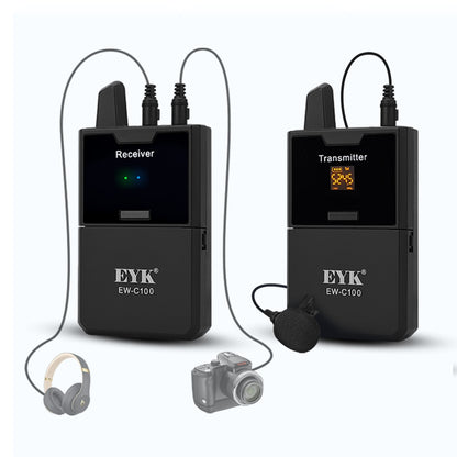EYK UHF Wireless Lavalier Microphone with Headphone Monitor – EW-C100 / EW-C102 30-Channel Lapel Mic System