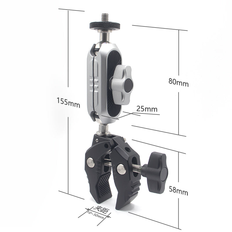 HRIDZ 360 Degree Rotation Aluminium Magic Arm Super Clamp Mount 1/4 Screw