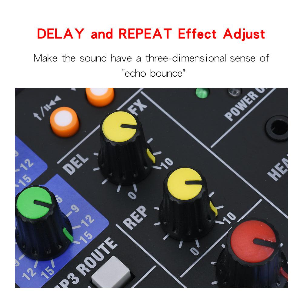 HRIDZ 4 Channel Audio Sound Mixer Karaoke DJ Machine with 2 Wireless Microphones