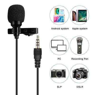 HRIDZ 6M+ 3.5mm Jack Clip-on Lavalier Lapel Microphone for iPhone Android DSLR Cameras
