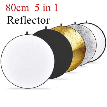 HRIDZ 80CM Portable 5 in 1 Collapsible Round Multi Disc Light Reflector