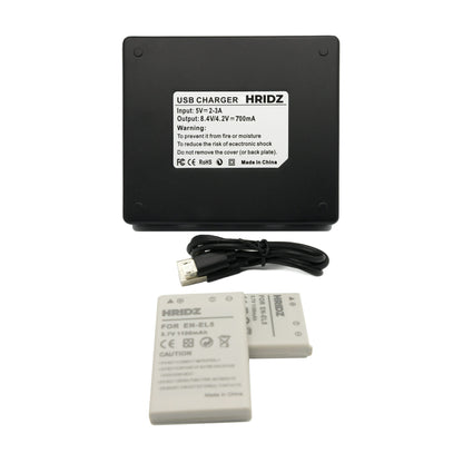 HRIDZ EN-EL5 2*Batterries & Dual Charger For Nikon Coolpix Battery 3700 4200 5200 5900 7900 E3700 P5000