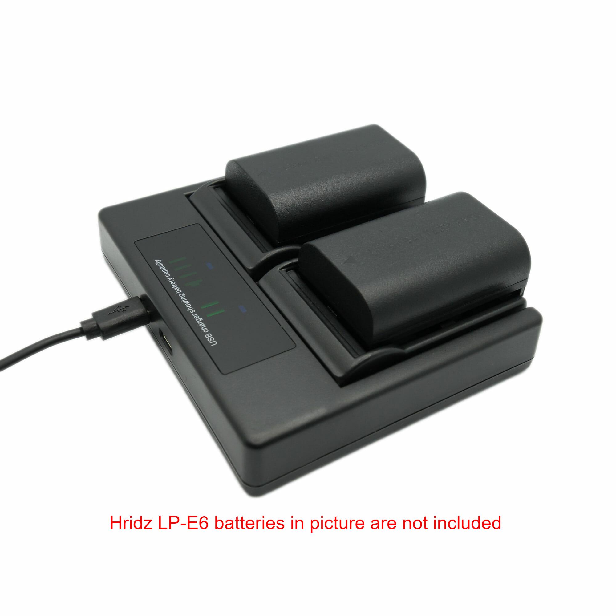 HRIDZ LP-E6 LP-E6NH Dual Battery Charger Ultra Fast For Canon EOS R7 5D 6D 7D 80D 70D 60D LP-E6 60Da batteries