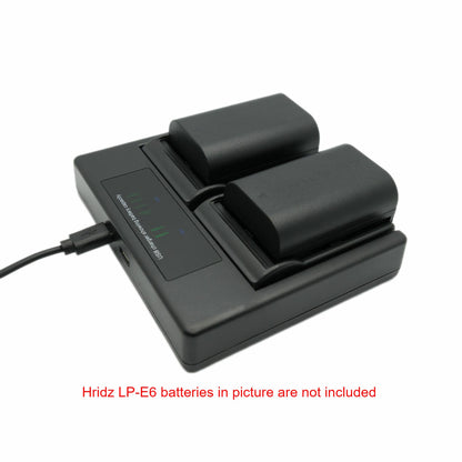 HRIDZ LP-E6 LP-E6NH Dual Battery Charger Ultra Fast For Canon EOS R7 5D 6D 7D 80D 70D 60D LP-E6 60Da batteries