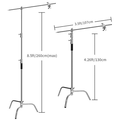 HRIDZ Stainless Steel Heavy Duty C Stand with Boom Arm for Bowen Light Softbox