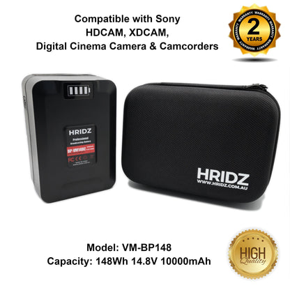 HRIDZ V-Mount V-Lock VM-BP148 Battery – 148Wh 14.8V 10000mAh for Studio Video Production