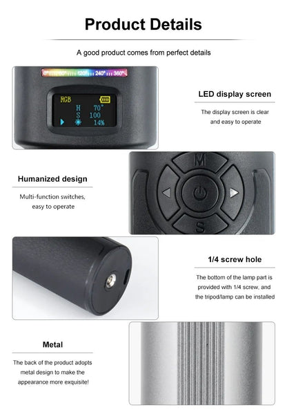 HRIDZ W270 Handheld RGB stick light Ultra-Bright Rechargeable 50CM 2500K-9000K Filmmaking Photography