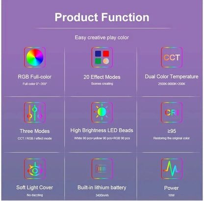 HRIDZ W270 Handheld RGB stick light Ultra-Bright Rechargeable 50CM 2500K-9000K Filmmaking Photography