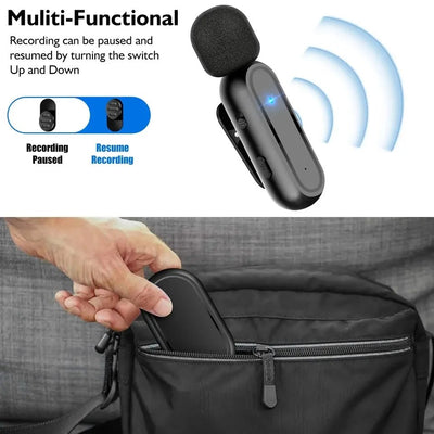 HRIDZ Wireless Lavalier Microphone Lightning Port Mic For iPhone ipad Vlog Live Stream